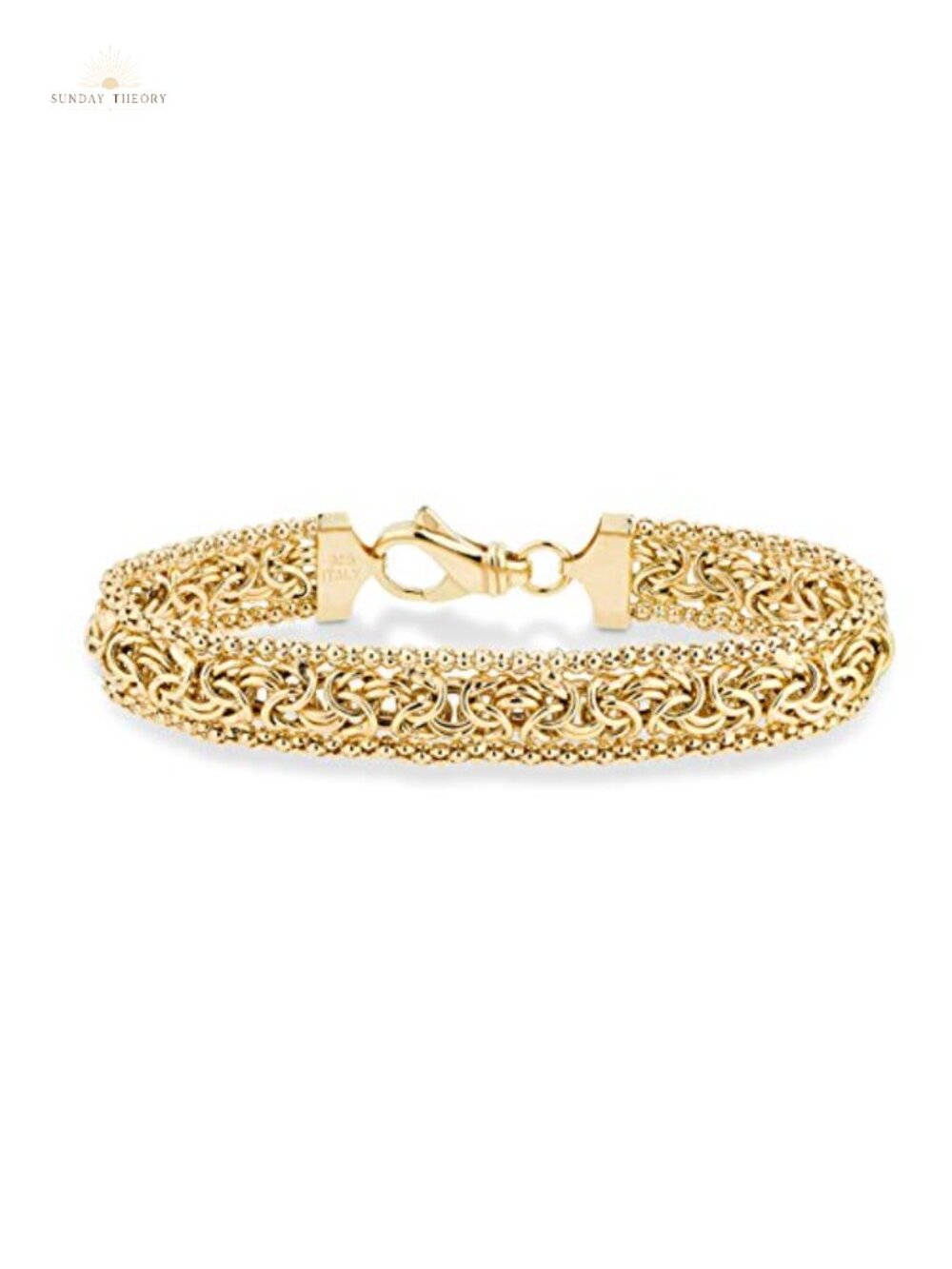 Italian 925 Sterling Silver 18K Gold Plated Byzantine Bracelet